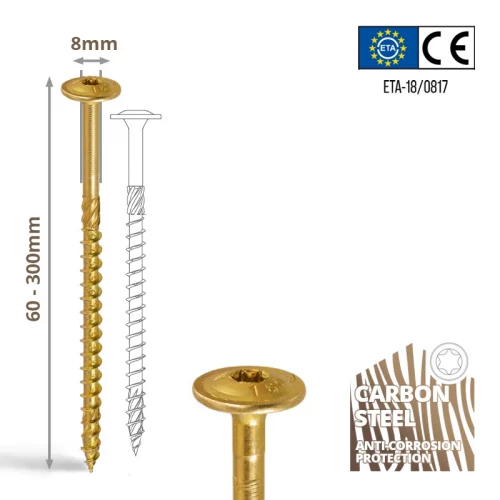 Galvanised carbon steel washer head screw – 8mm